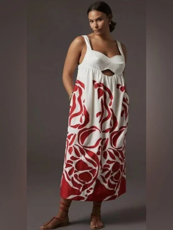 Anthropologie Front Cutout Maxi Dress plus size - Picture 1 of 13